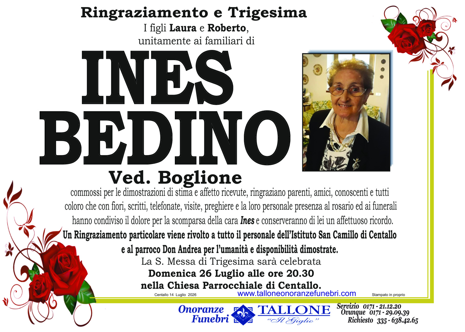 <br />
<b>Warning</b>:  Undefined variable $info in <b>/home/tallone/public_html/ringraziamenti.php</b> on line <b>68</b><br />
Ines Bedino